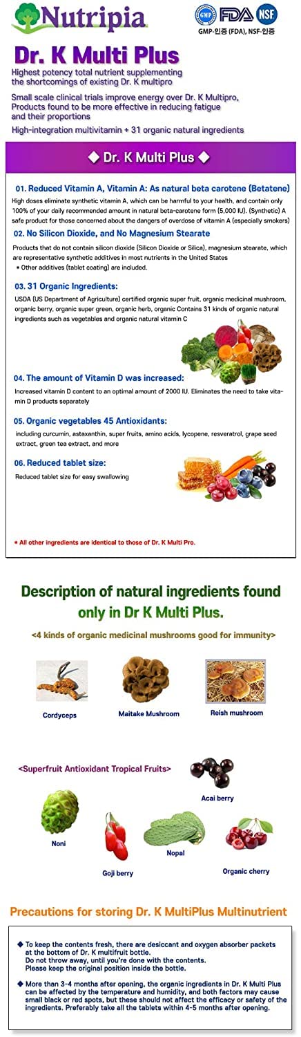 Nutripia Dr. K Multi Plus multivitamin 240 Tablets