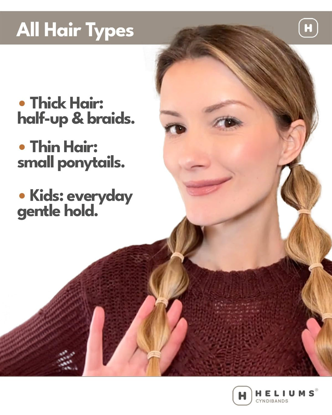 Heliums Small Hair Ties - Black - No Damage Mini 1 Inch Reusable 2mm Elastics for Thin Hair and Kids, Neutral Ponytail Holders - 48 Count