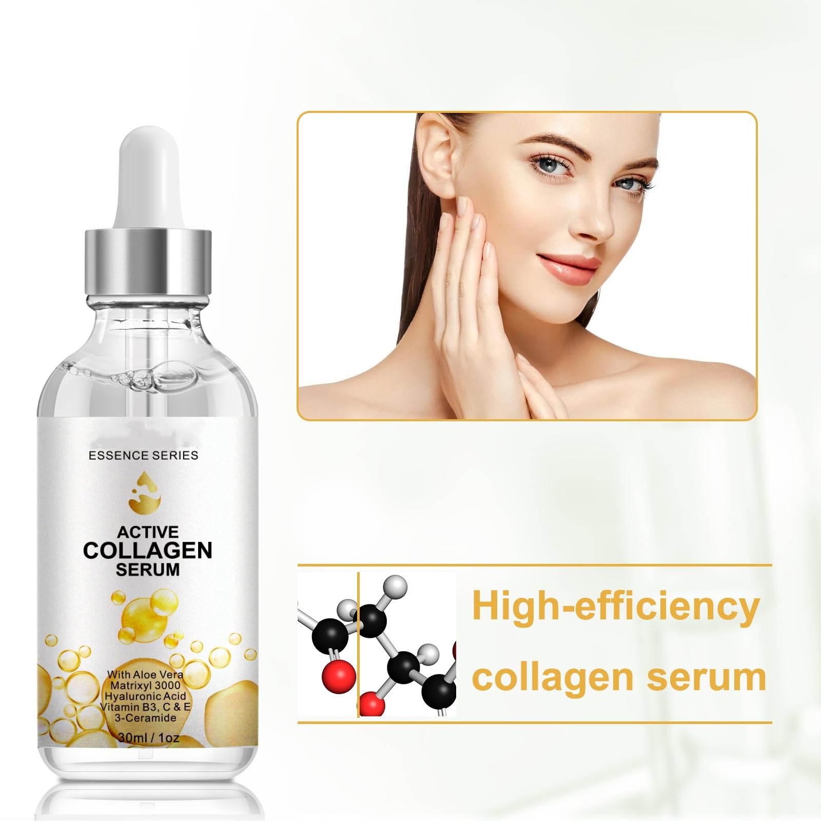 Active Collagen Serum - Natural & Organic Anti-Aging Collagen Serum for Face Improves Elasticity, Evens Skin Tone, Lifts, Firms & Smooths Skin - Collagen Facial Serum for All Skin - 1 oz