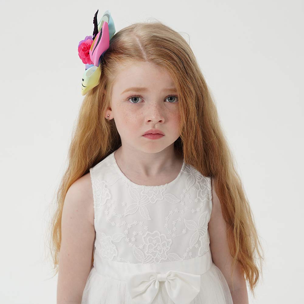 Girls Unicorn Hair Bows with Alligator Hair Clips Cheer Bows Hair Accessories for Kids Toddlers 6 Packs