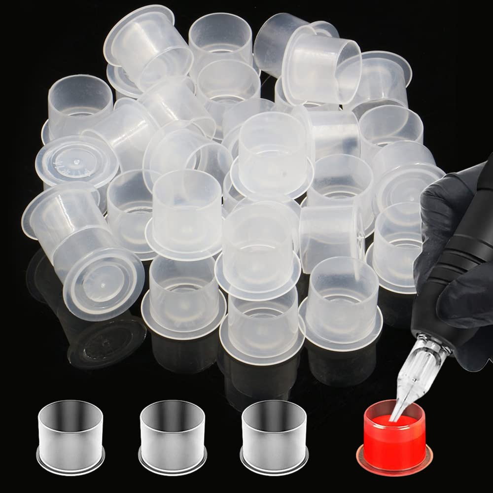 Tattoo Ink Caps - CINRA 500pcs Tattoo Plastic Ink Cups Caps Wide Cup Base Tattoo Supplies (Large)