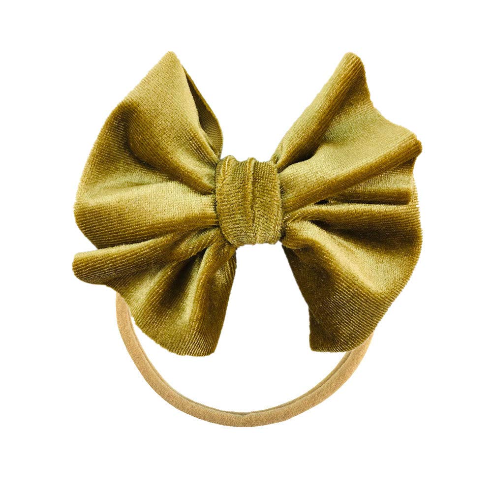 12 Pack Knot Velvet Bowknot Hair Bows Slim Skinny Thin Elastic Stretchy Super Soft Nude Nylon Headband Hairband Head Wraps Holder Accessories for Kids Toddler Infant Newborn Baby Girl Bulk