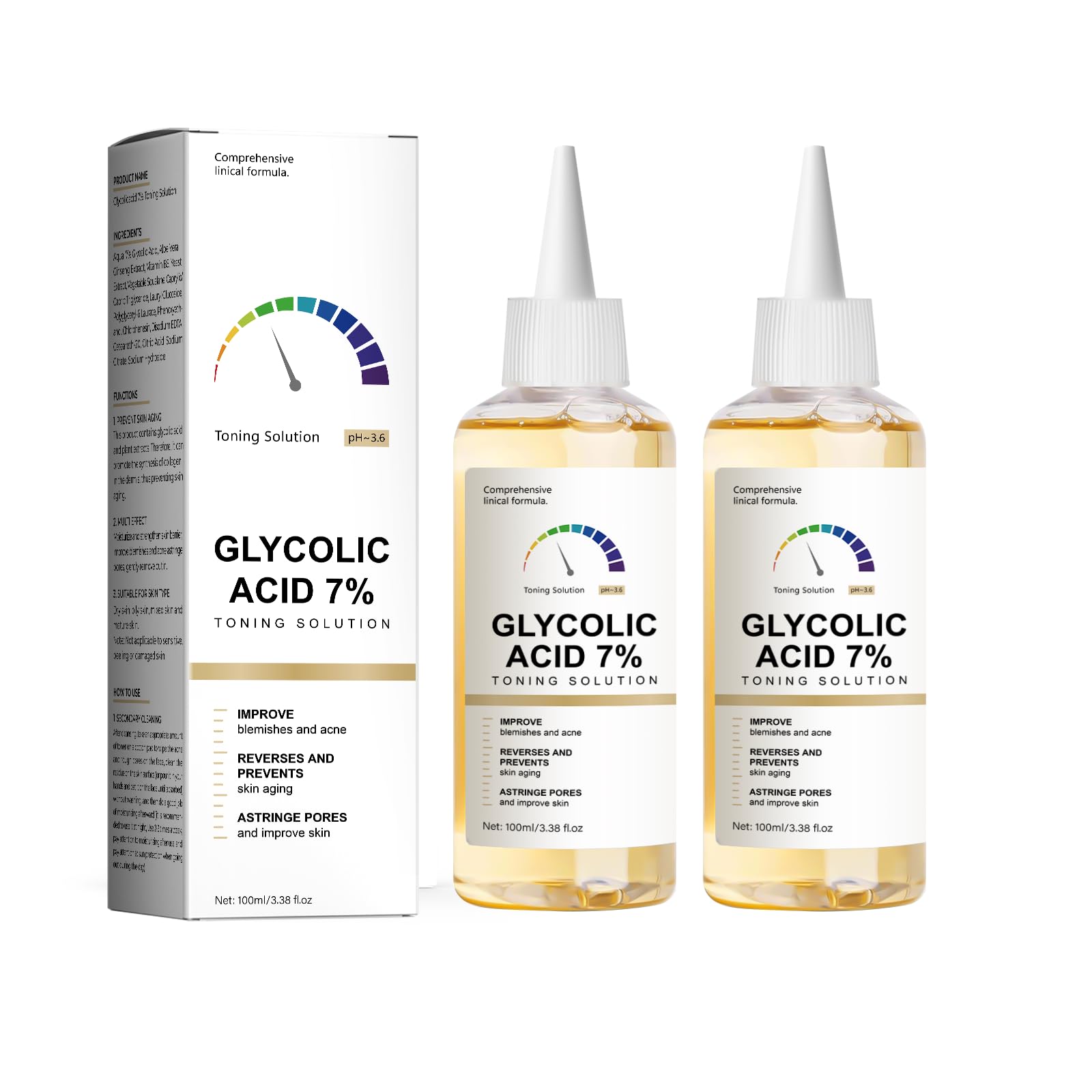 2PCS 2025 New Glycolicacid 7% Toning Solution,Restores Skin Vitality and Refreshing, Moisturizes The Face, Suitable for Daily Use(100ML*2 * 3.38fl.oz)