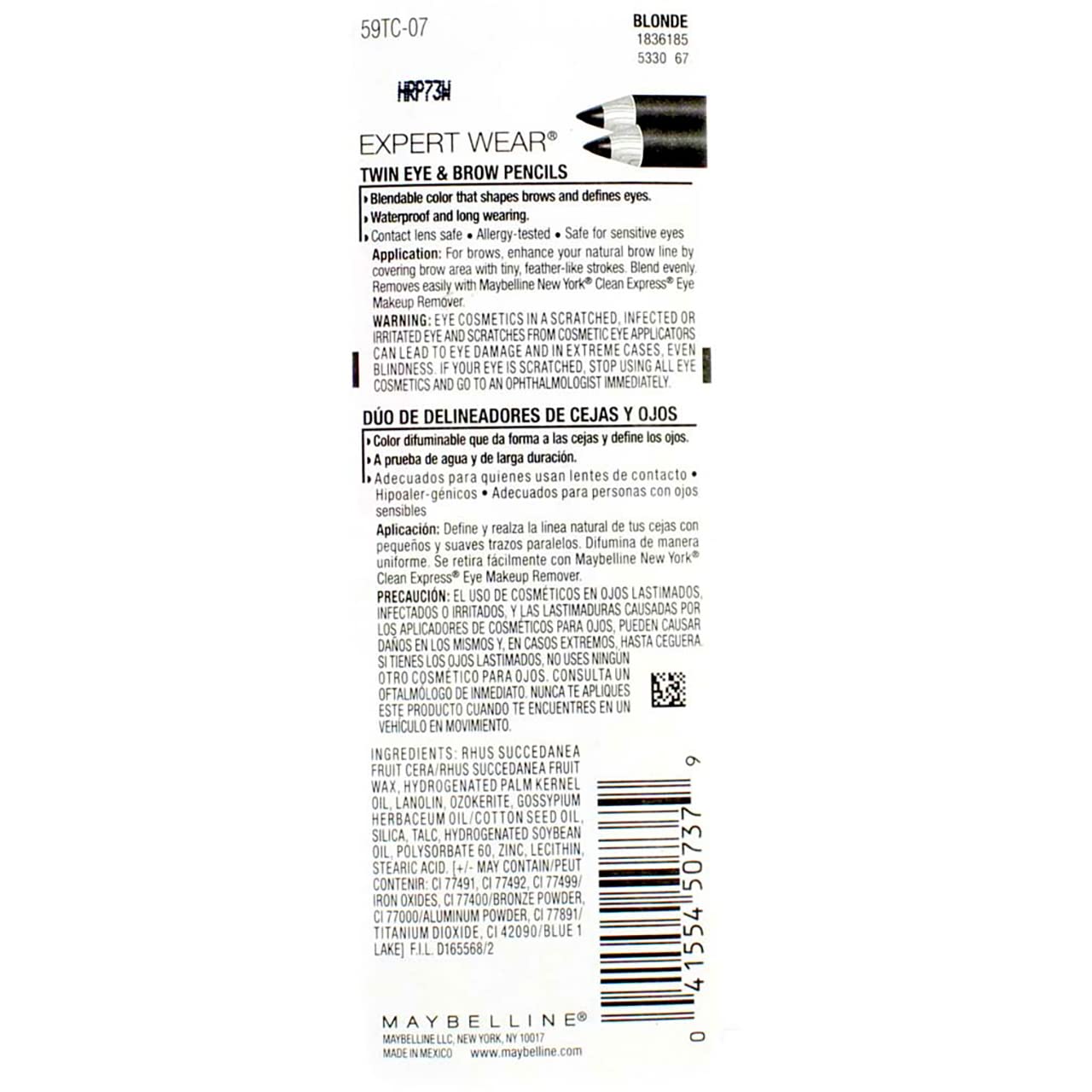 Maybelline Expert Eyes Brow And Eye Pencil, Blonde [107], 0.03 oz ( Pack of 4)