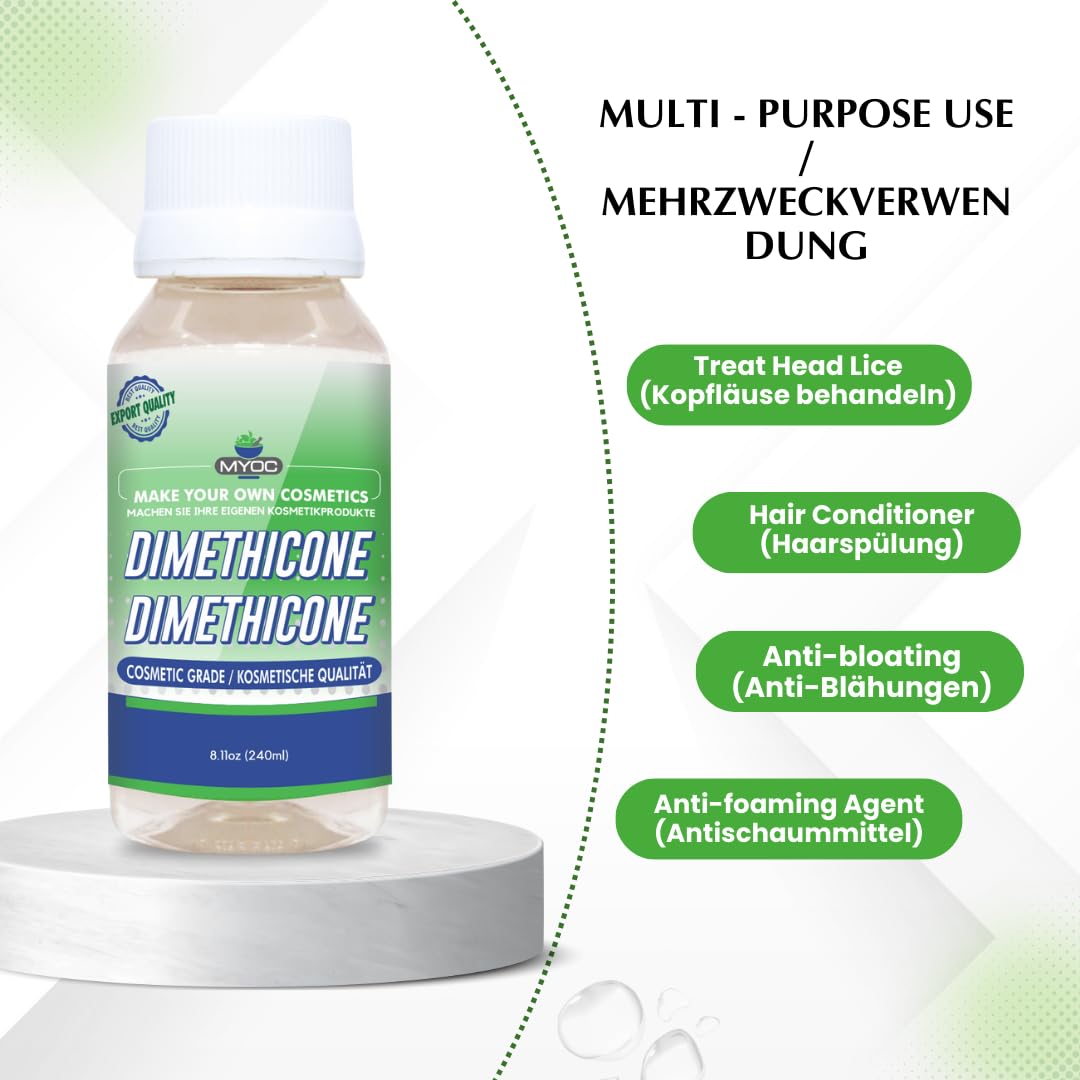 MYOC Pure Dimethicone (240ml) No Adulterants |used For Hair, Lips, Body And Skin Conditioning Products| Dimethicone Moisturizer| Cosmetic Grade