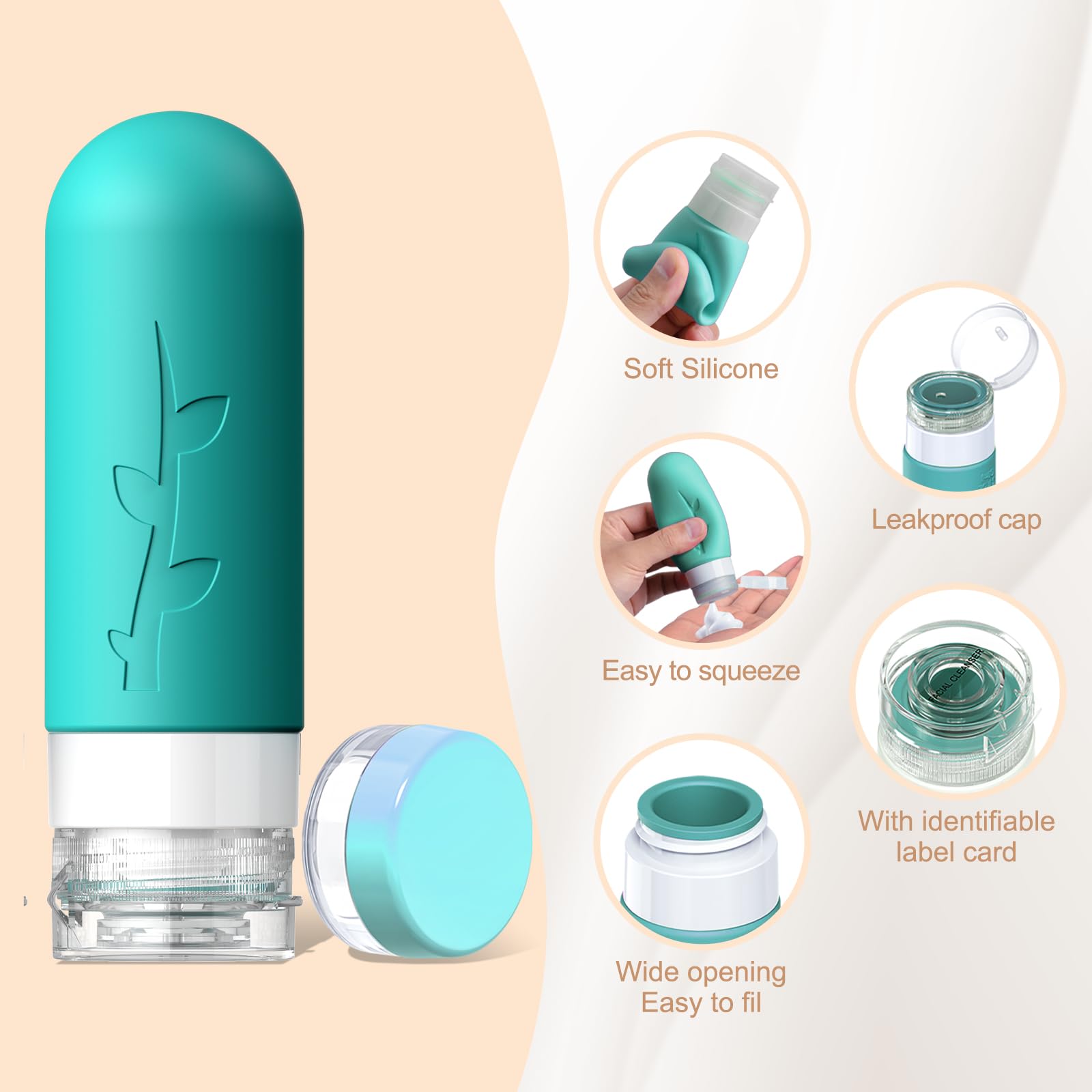 18 Pack Travel Bottles for Toiletries - TSA Approved Silicone Containers, Leak Proof Refillable Liquids Shampoo & Conditioner Essentials