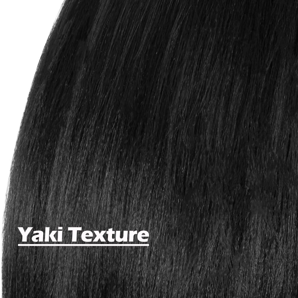 WUDAS Black Braiding Hair 10 Inch Short Pre Stretched Hair Straight Yaki Texture Synthetic Hair Extensions Softness (2 Packs,1B)