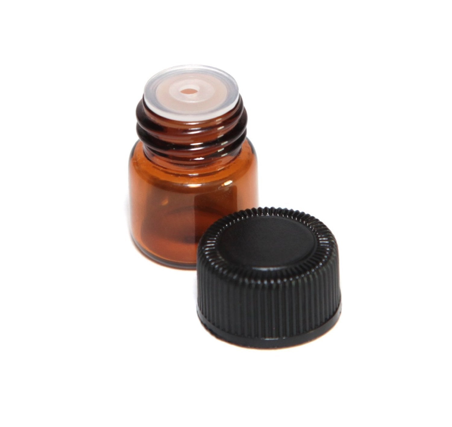 SIMPLE-E 100pcs 1ml (1/4 dram) Amber Mini Glass Bottle 1cc Amber Sample Vial Small Essential Oil Bottle Travel Must + 1PC Glass clean cloth