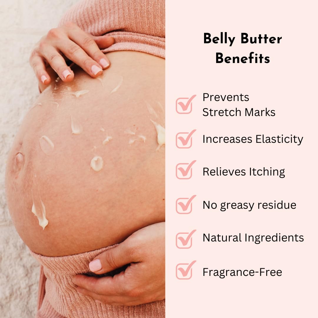 Irene Organics Organic Belly Butter for Pregnancy Stretch Mark Prevention and Treatment Award Winning Anti Stretch Mark Tummy Balm For Pregnancy and Postpartum 8oz - Hydrating Bump Cream