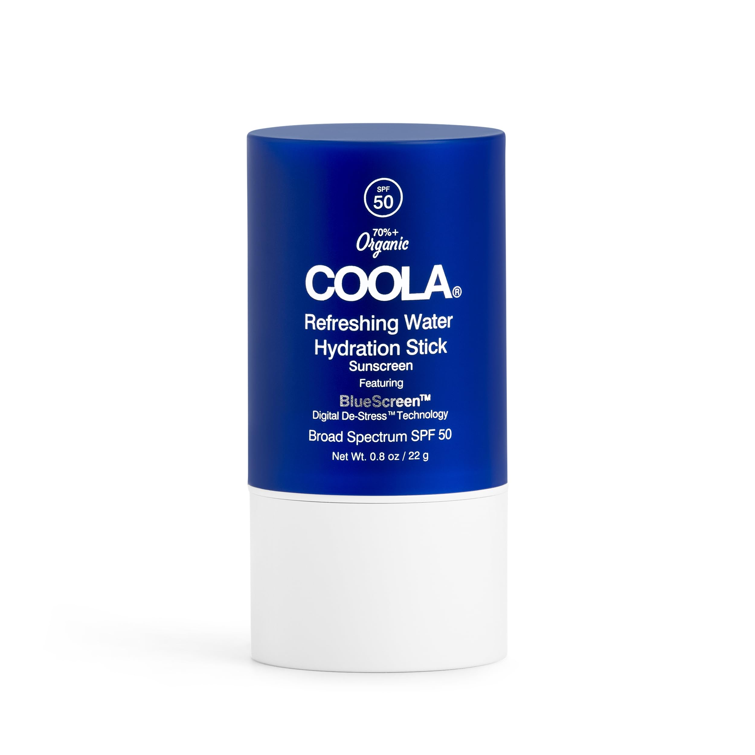 COOLA Organic Refreshing Water Stick Face Moisturizer with SPF 50, Dermatologist Tested Face Sunscreen with Plant-Derived BlueScreen Digital De-Stress Technology, 0.8 Oz