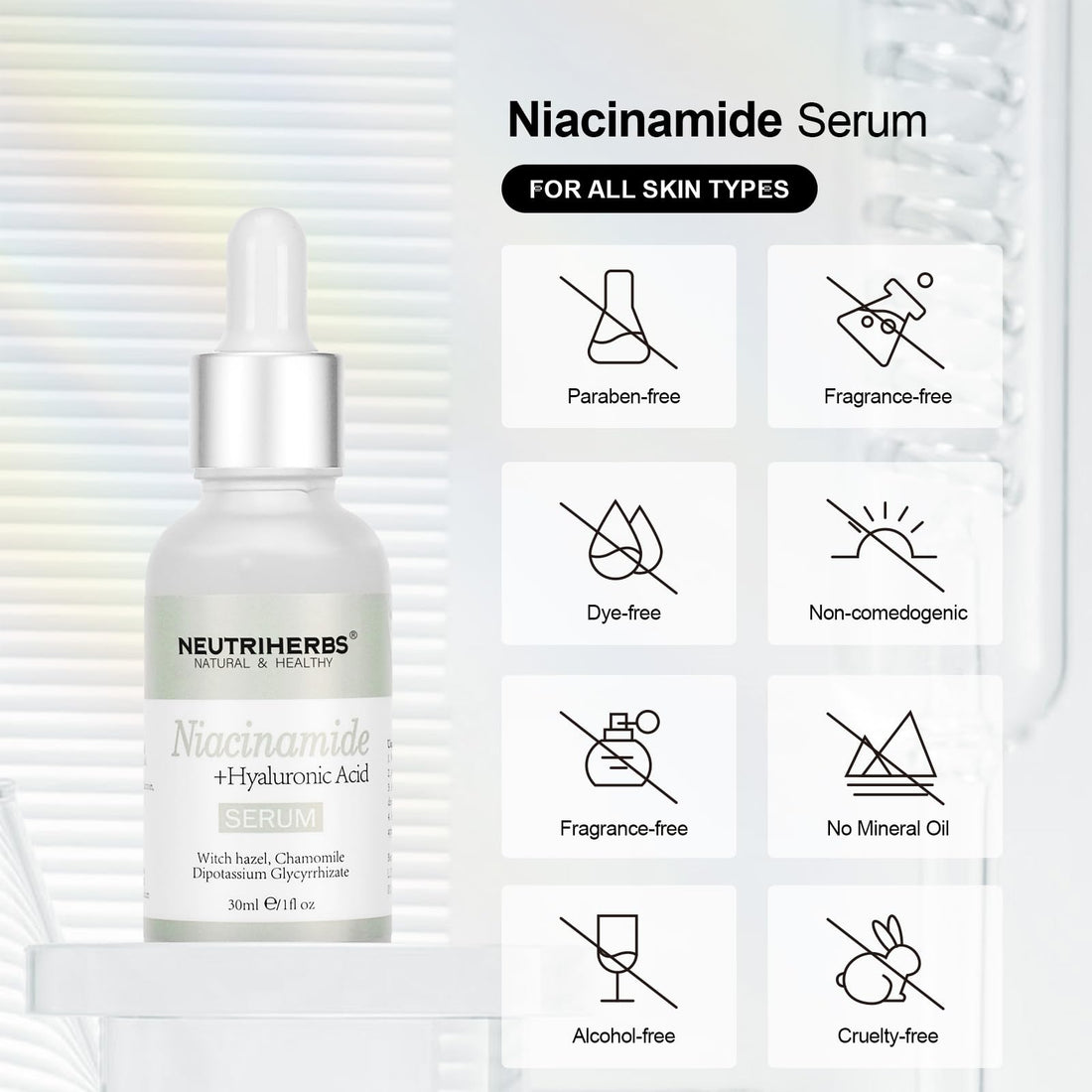 Neutriherbs 5% Niacinamide Serum for Face the Ordinary + HA,Effectively Work to Control Excess Facial Oil, Minimize the Pores and Prevent Breakouts, Best Niacinamide Serum For Oily Skin