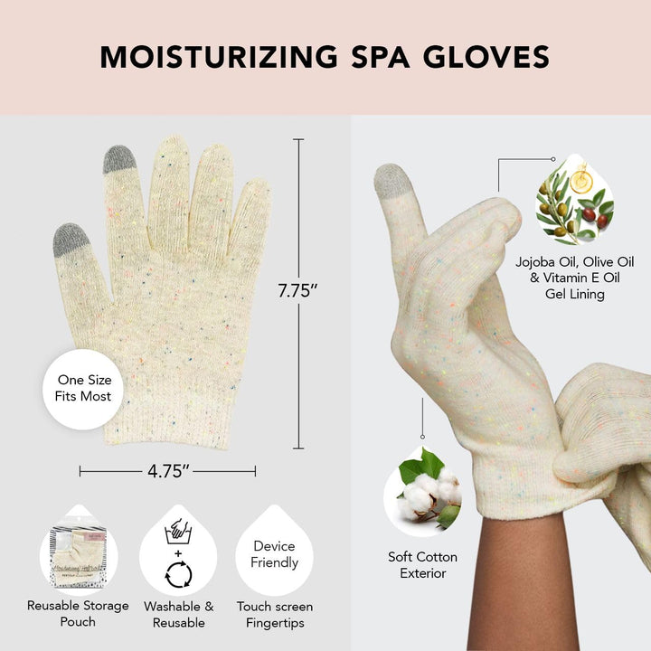 Kitsch Moisturizing Gloves Overnight for Dry Hands Treatment, for Women & Men | Soft Hydrating & Infused Gel Spa Gloves for Kids, One Size Fits Most, Washable & Reusable Pair