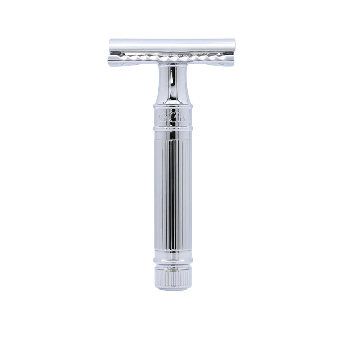 Edwin Jagger Double Edge Safety Razor with Lined Chrome Plated Handle