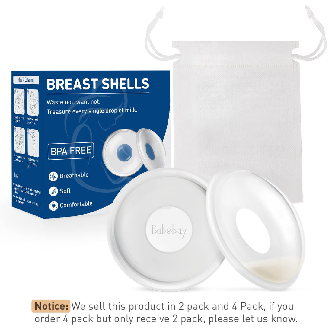 Breast Shells, 4 Pack Nursing Cups, Milk Saver, Protect Sore Nipples for Breastfeeding, Collect Breastmilk Leaks for Nursing Moms, Soft and Flexible Silicone Material, Reusable