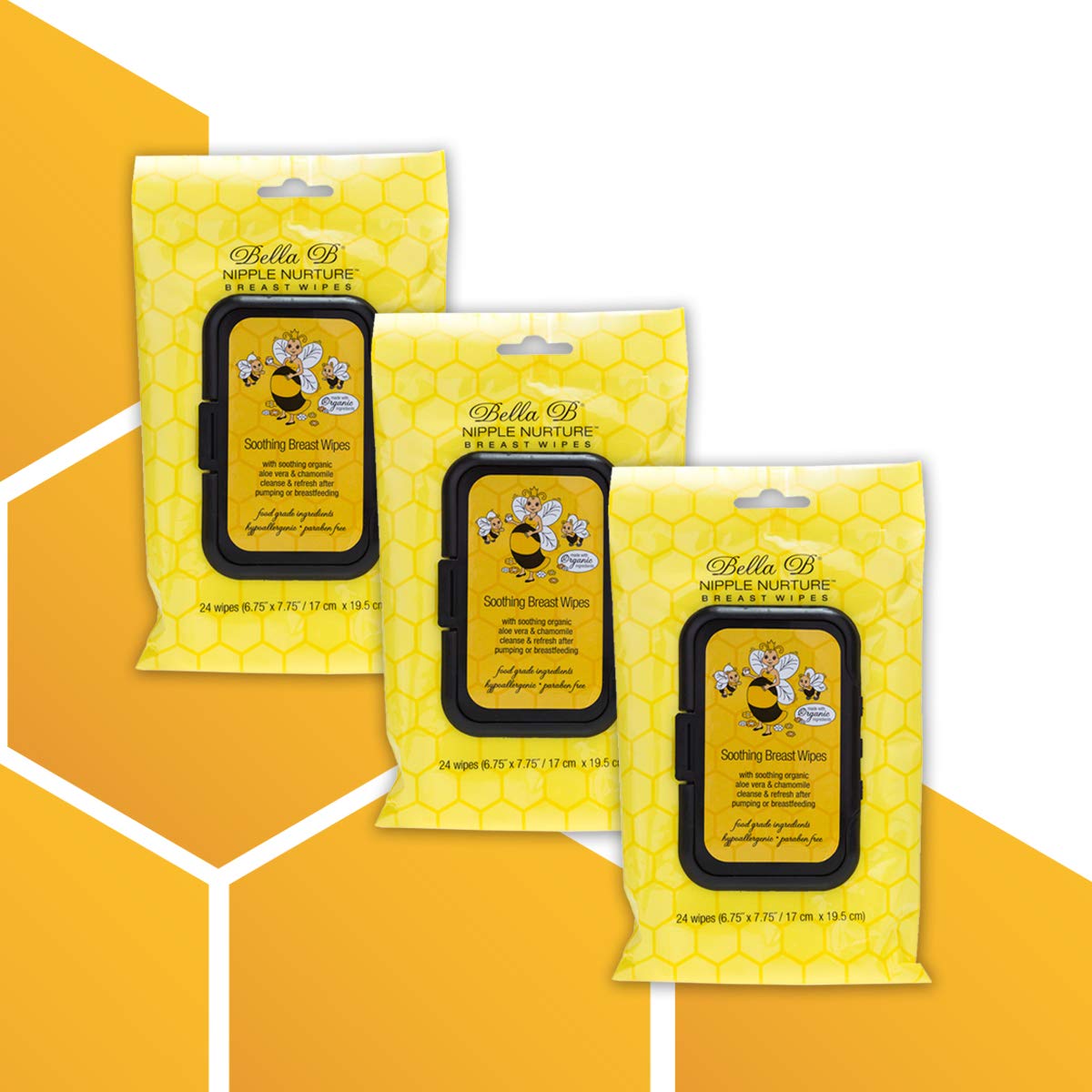 BELLA B Nipple Nurture 3-Piece Breast Wipes/Baby Wipe Bundle - Breast Pump Cleaning Wipes - Nursing and Breastmilk Wipes