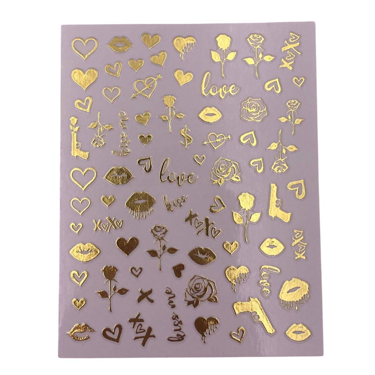 Impressed Authentic 5 Sheets Luxury Nail Art Stickers 500+ Chrome Gold Customized Nail Decals for Fake Nail Design Decorations and Salon Nails Accessories