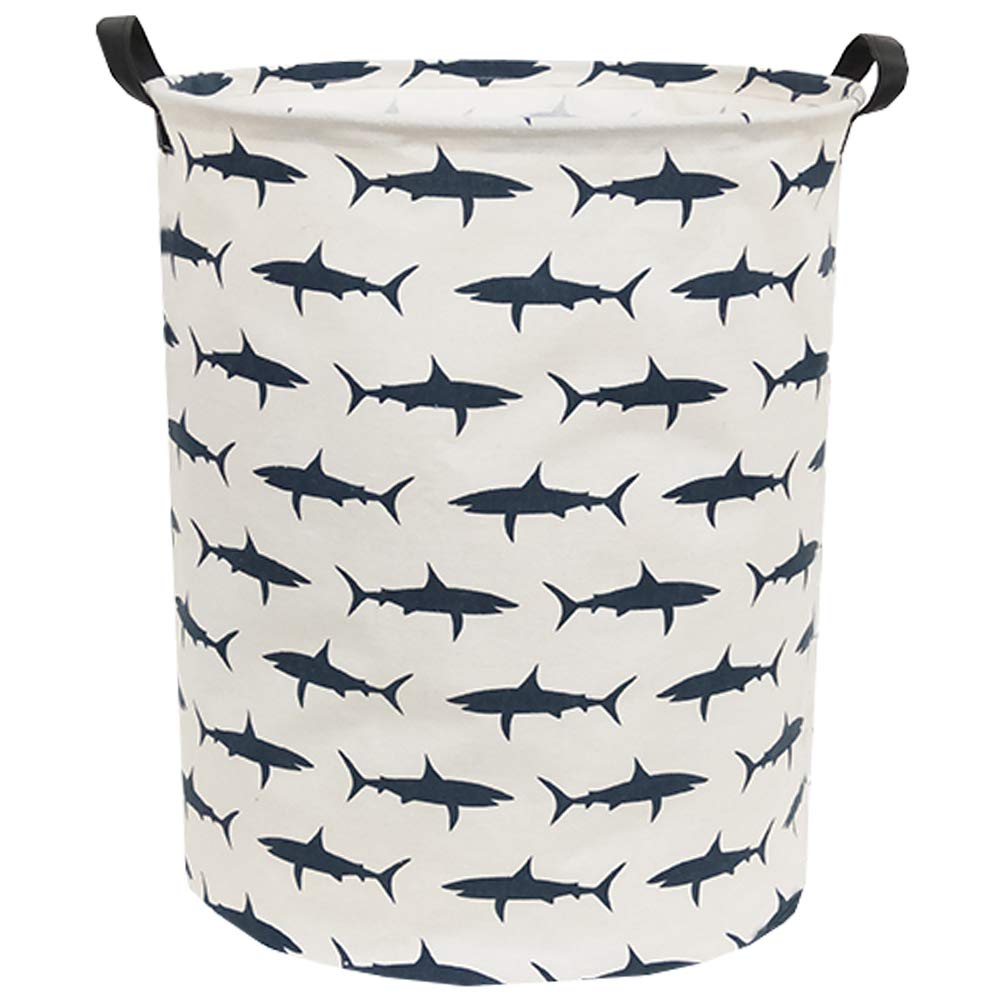 Sanjiaofen Kids Laundry Hamper,Canvas Shark Hamper Collapsible Boys Storage Baskets for Boys Room Decor,Nursery Hamper,Toy Organizer,(Shark)