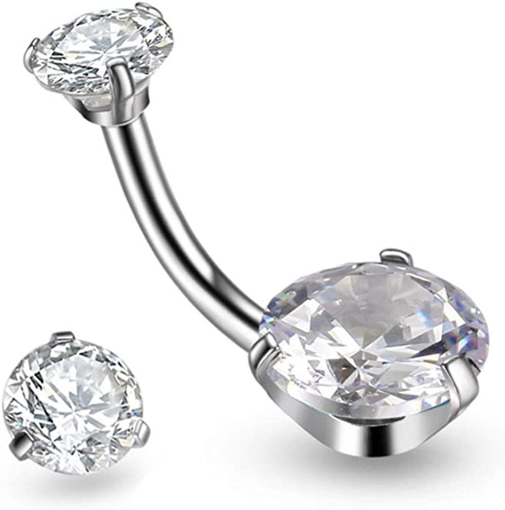 Jconly 14G Belly Button Ring with 316L Steel Piercing Needles and Clamp Belly Kit