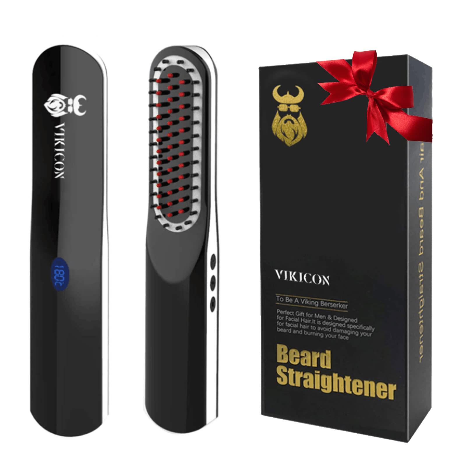Invjoy Beard Straightener For Men, Beard Straightening Comb With Cordless/Mini Sized/Auto Shut Off/Anti Scald For Traveling, Home, Dating, Meeting, Camping Etc