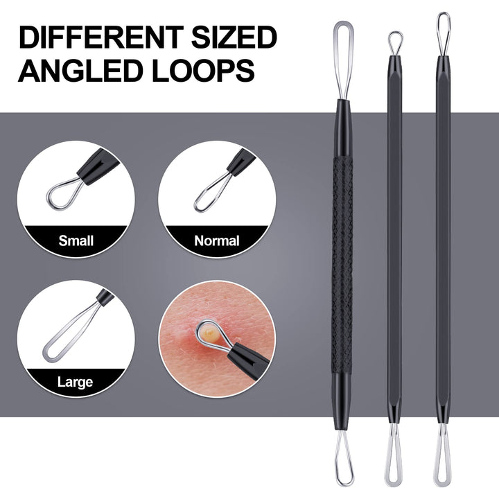 Pimple Popper Tool Kit 10 Pcs, MENOLY Newest Blackhead Remover Pimple Comedone Extractor Tools for Easy and Fast Removal of Blackheads, Pimples and Blemish on Face, with Elaborate Leather Bag