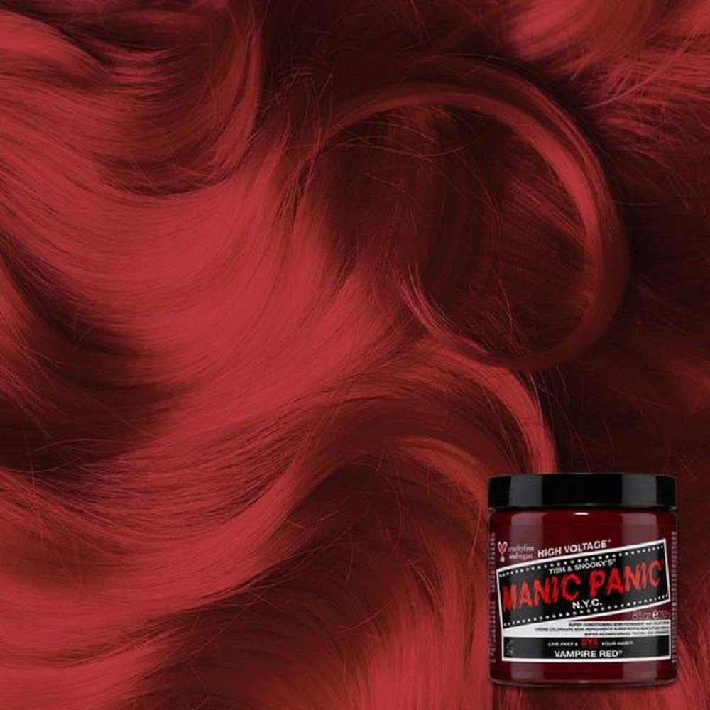 MANIC PANIC Vampire Red Hair Dye - Classic High Voltage - Semi Permanent Deep, Blood Red Hair Color - Vegan, PPD And Ammonia Free (4oz)