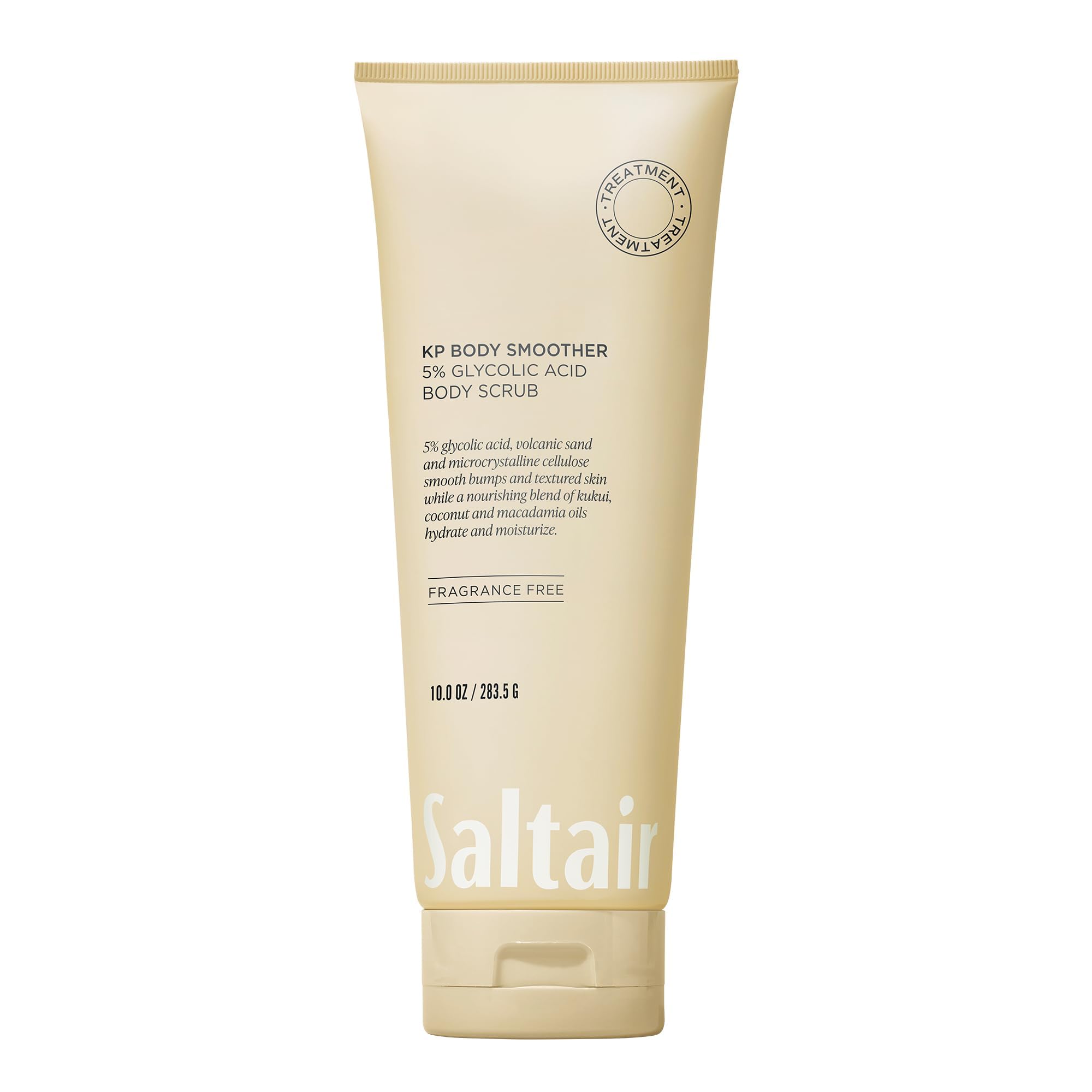 Saltair KP Body Scrub. 5% Glycolic Acid Treatment with Volcanic Sand and Plant Moisturizers. Fragrance-Free Physical Chemical Exfoliator. Exfoliating Body Scrubber for Rough Bumpy Skin, 10oz.