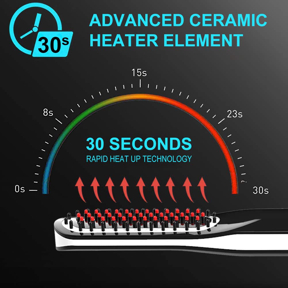 Invjoy Beard Straightener For Men, Beard Straightening Comb With Cordless/Mini Sized/Auto Shut Off/Anti Scald For Traveling, Home, Dating, Meeting, Camping Etc