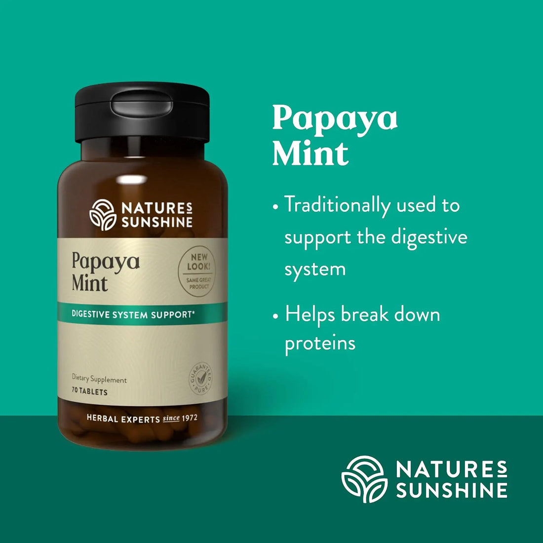 Nature's Sunshine Papaya Mint, 70 Chewable Tablets | Natural Mints with Powerful Papain Helps Digest Protein and Provides Digestion Relief