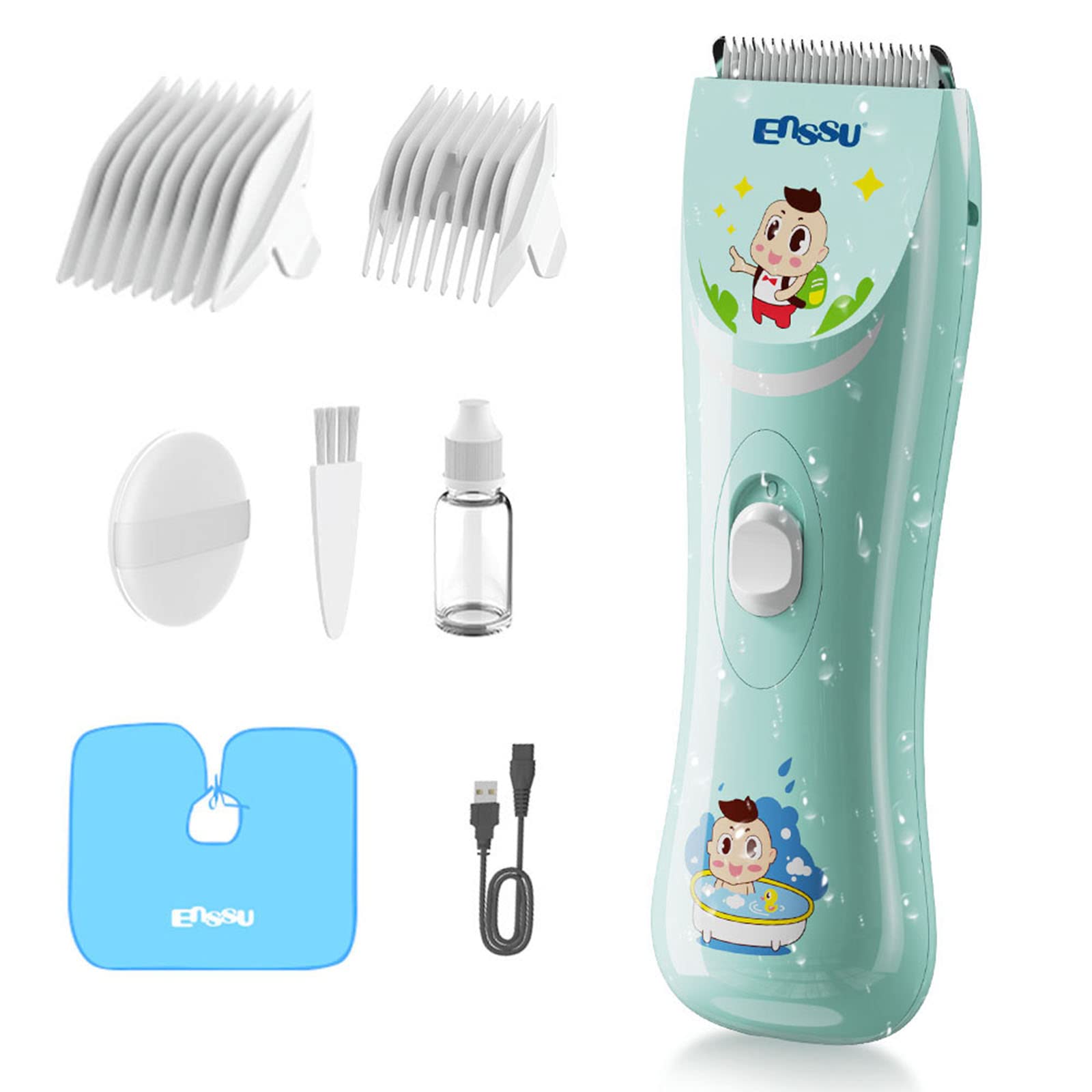 ENSSU Baby Hair Clippers, Lower Noise Haircut Trimmers for Children with Autism and Sensory Sensitivity, Babies Infant Kids Waterproof Hair Cutting Kits