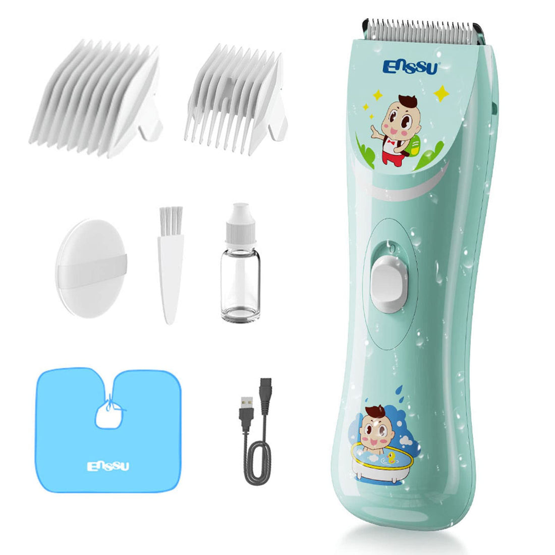 ENSSU Baby Hair Clippers, Lower Noise Haircut Trimmers for Children with Autism and Sensory Sensitivity, Babies Infant Kids Waterproof Hair Cutting Kits