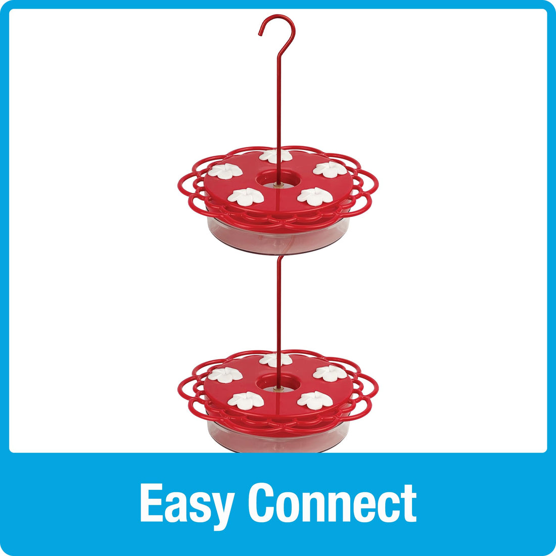 Nature's Way Plastic Hummingbird Feeder for Outdoor Decor, Hanging Feeder and Window Feeder, 13 Ounce Capacity Nectar Feeder, 5 Easy to Clean Flexible Ports, Red