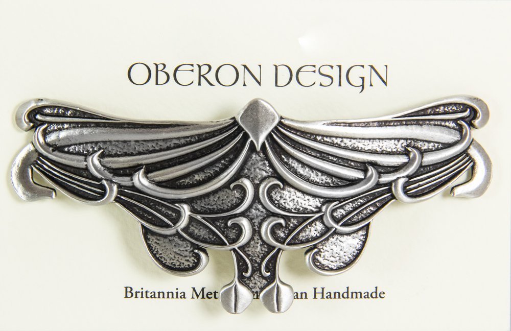 Hair Clip | Barrette | Art Nouveau Leaf | Handmade in the USA by Oberon Design