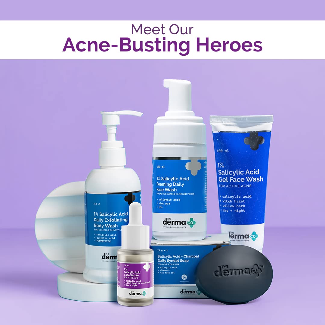 The Derma Co 2% Salicylic Acid Serum with Witch Hazel & Willow Bark for Active Acne - 10ml