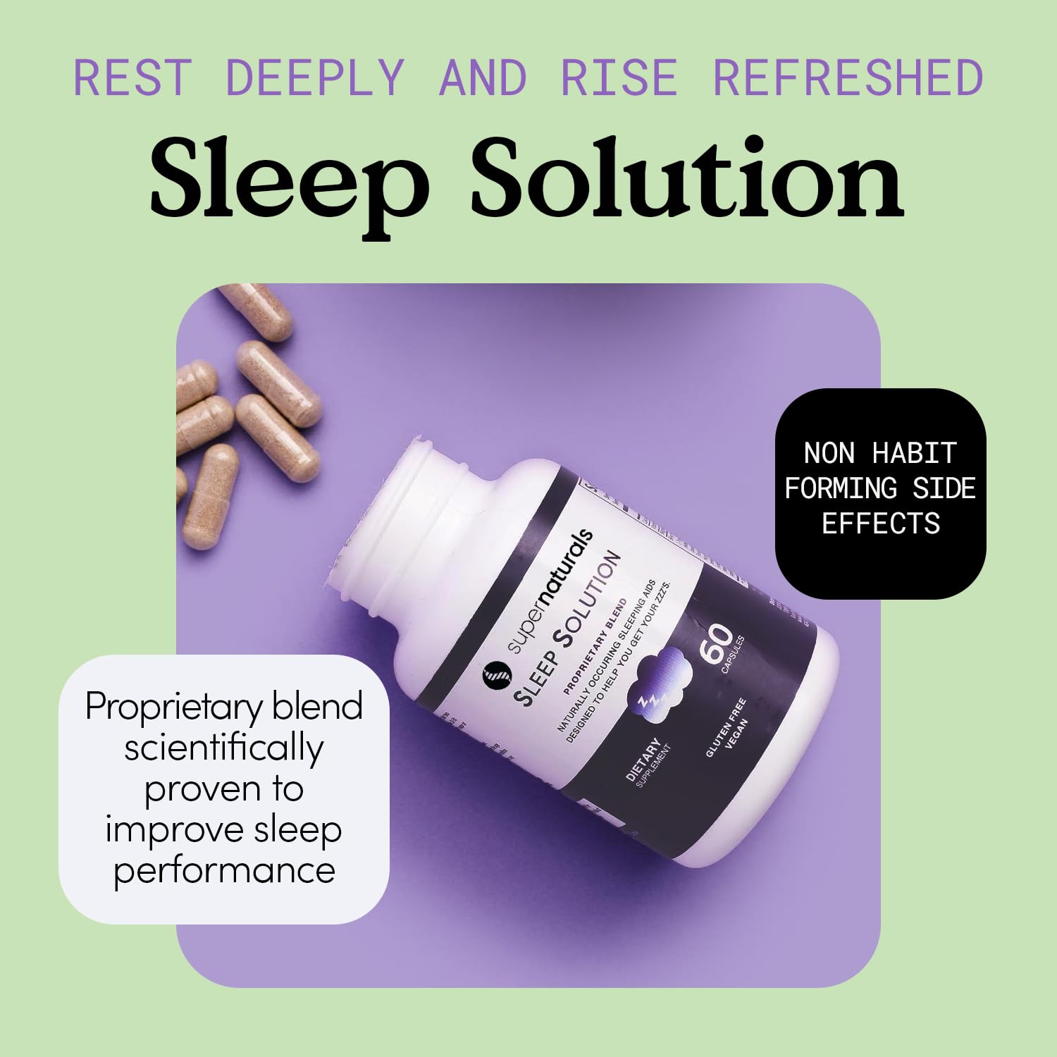 Health Sleep Solution, Sleep Supplement for Adults, Magnesium and Melatonin for Sleep Provides Natural Sleep Support, Vegan Ingredients, Gluten-Free Magnesium Sleep Supplement, 60 Capsules