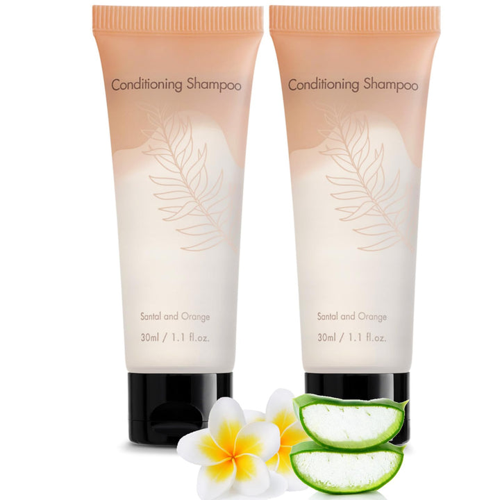 100 Pack Bulk Shampoo and Conditioner 2 in 1 Travel Size Toiletries 1 Oz Each Individually Wrapped Hotel Supplies and Toiletries for Guest