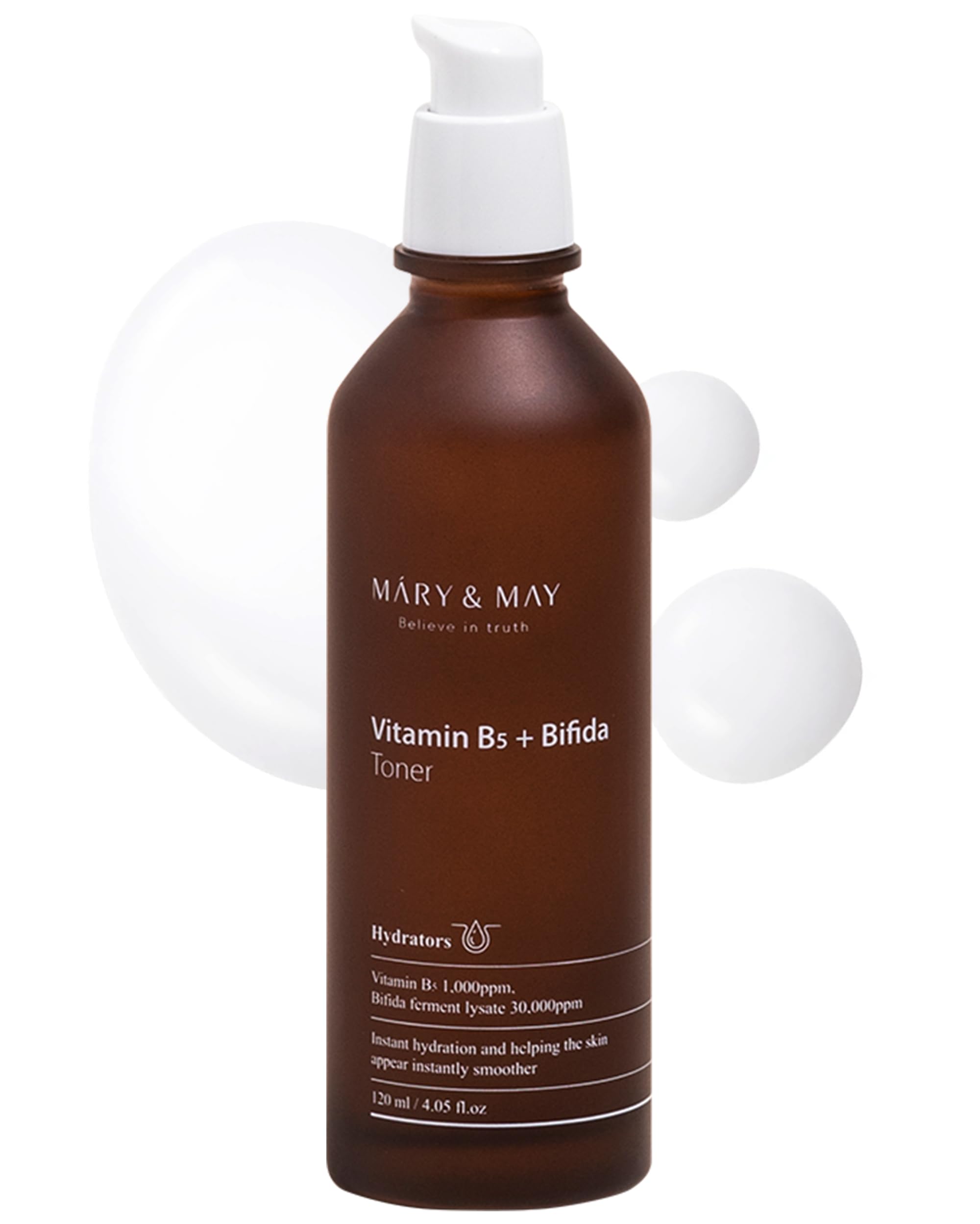 Mary&May Vitamin B5 + Bifida Toner - Nourishing Face Toner for Enhanced Skin Barrier Strength and Moisture Retention - 30,000ppm Bifida Fermentation & 1,000ppm Vitamin B5, 4.06 fl.oz.