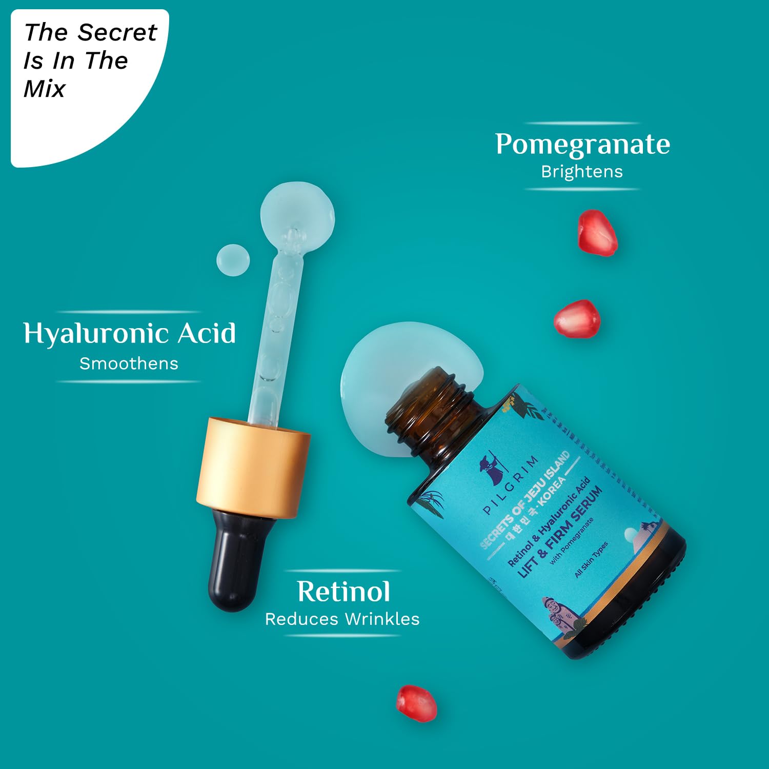 Pilgrim Lift & Firm Face Serum | Retinol & Hyaluronic Acid Anti Aging Serum | Firms Skin, Smooths Fine Lines, Restores Elasticity & Radiance | Lightweight & Fast Absorbing | 1.01 Fl Oz (30ml)