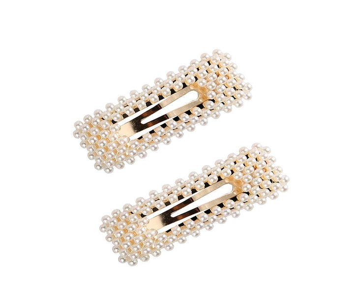2PCS Sweet Imitation Pearl Hair Clips Hairpin Simple Fashion Alloy BB Hairgrip Hair Accessories for Women (Drop-shaped, Silver)