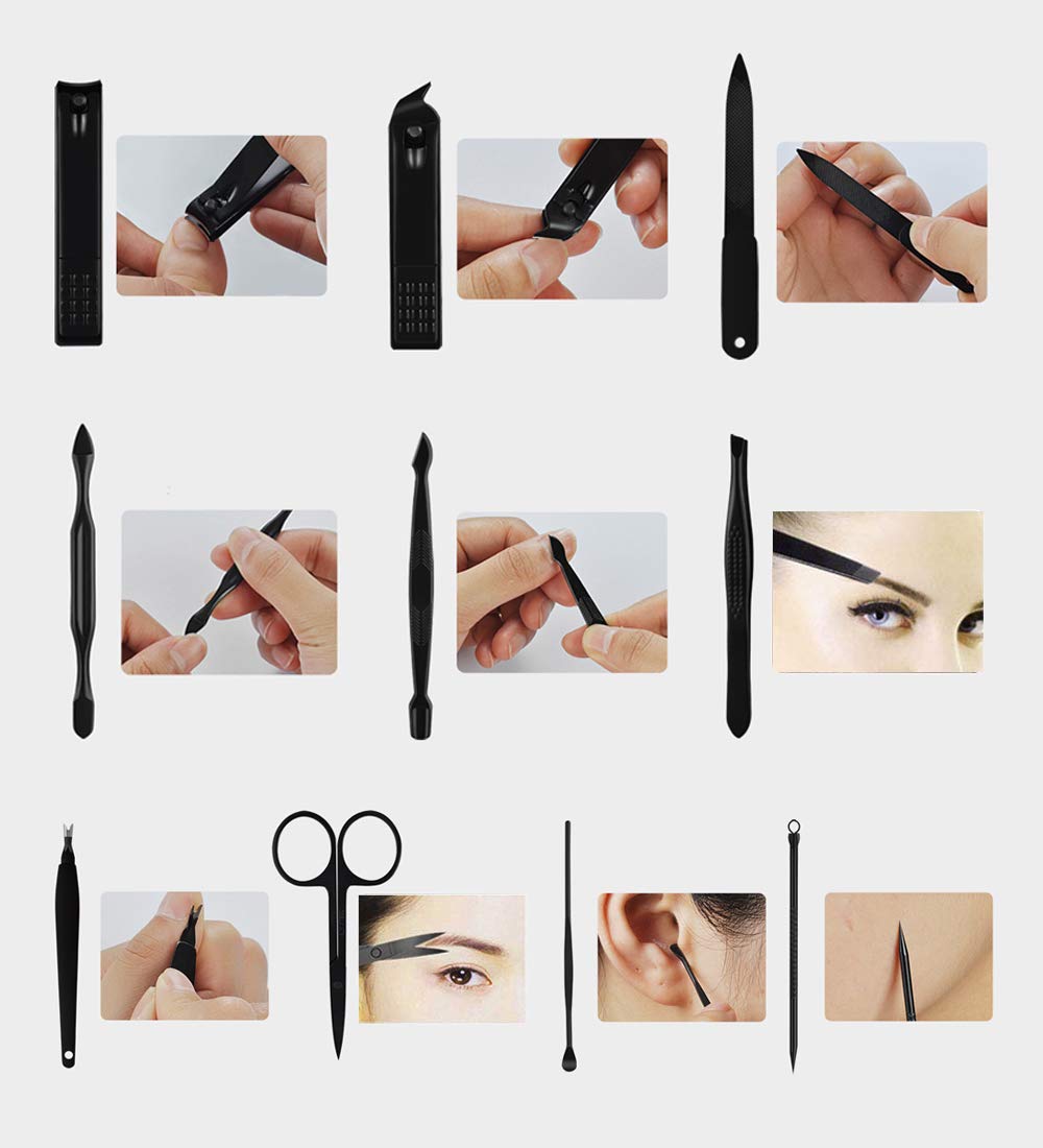 Manicure Set Pedicure Manicure Kit 10 in 1 Professional Sharp Nail Clippers Stainless Steel Thick Nail Cutter & File Scissors for Men &Women Fingernails & Toenails with Portable Cas