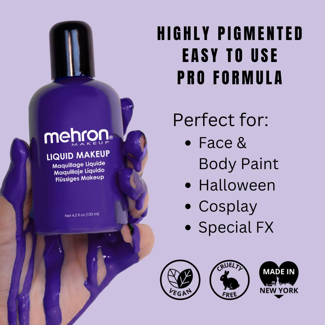 Mehron Professional Liquid Makeup #111 Purple, 4.5 Ounce
