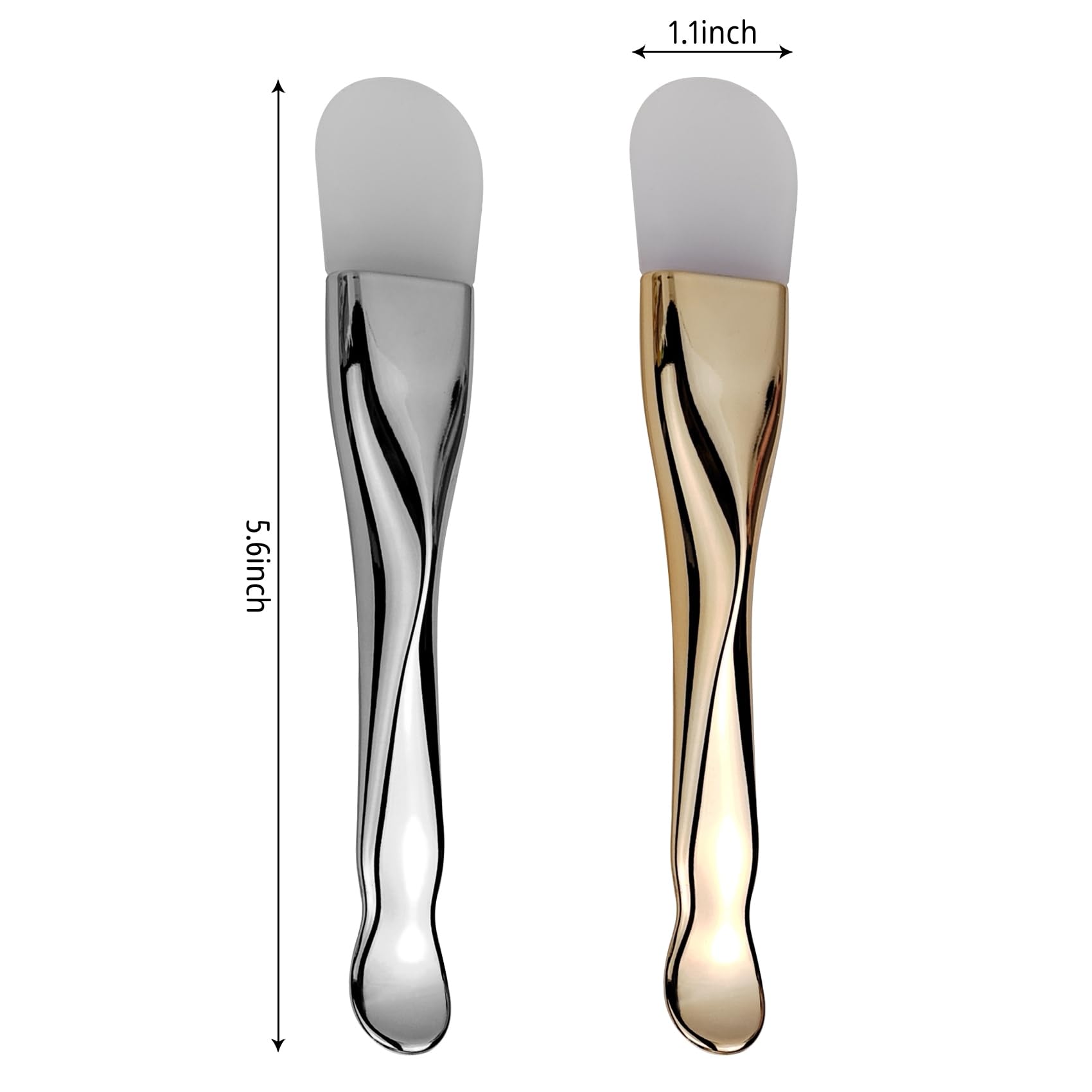 Silicone Face Mask Applicator 2 Packs Dual End Exfoliating Silicone Face Scrubber Soft Makeup Beauty Brush Tools for Clay, Cream, Gel, and Mud Facial Masks (Gold&Silver)
