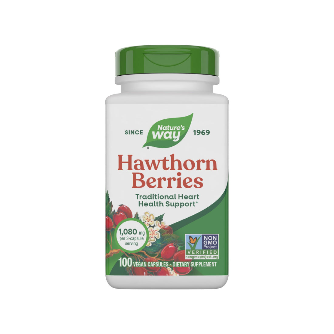 Nature's Way Herbal Hawthorn Berries, Traditional Heart Health Support*, 100 Vegan Capsules (Packaging May Vary)