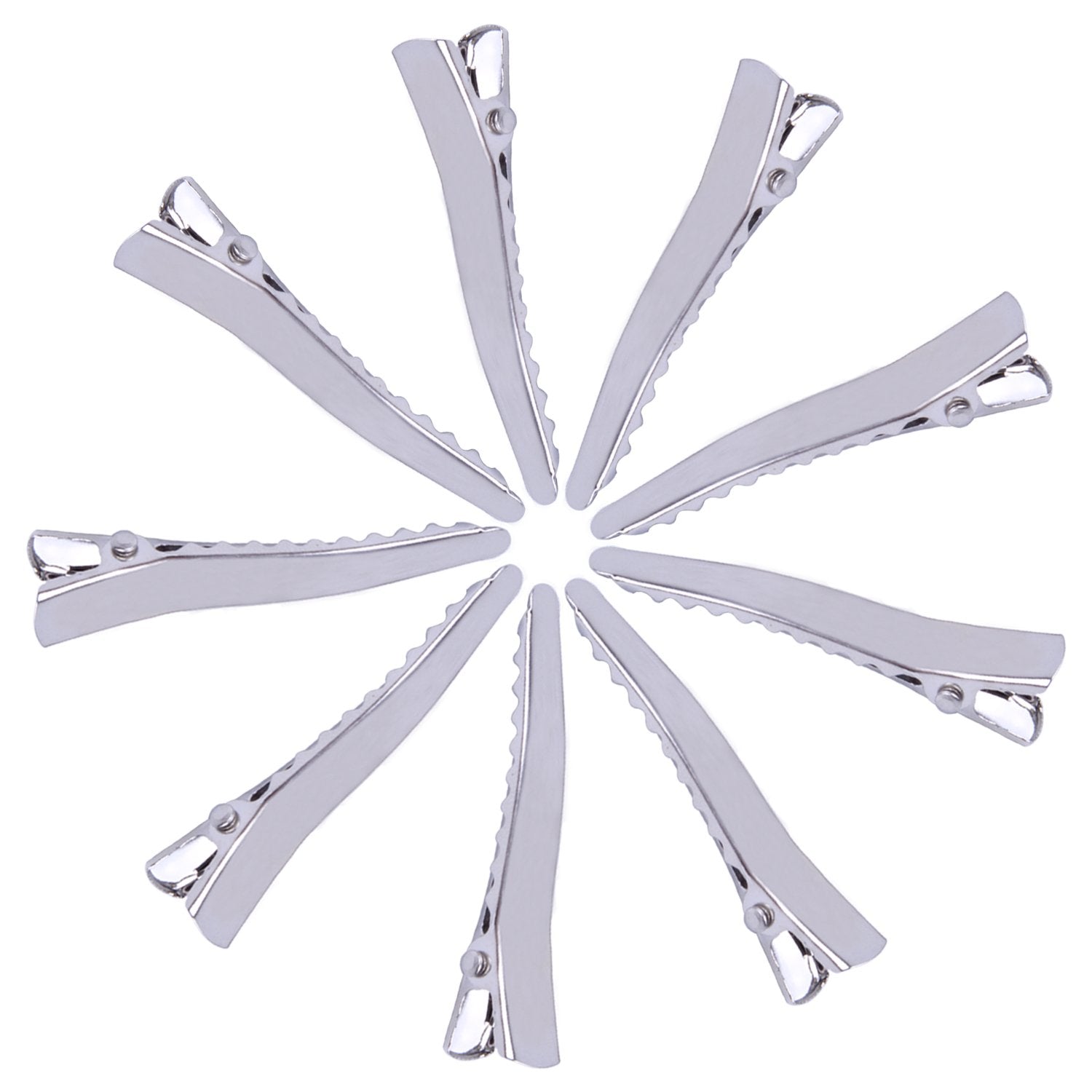 BronaGrand 100 Pieces Metal Alligator Hair Clips Pins with Teeth,Length 4.5cm,Blank Silver