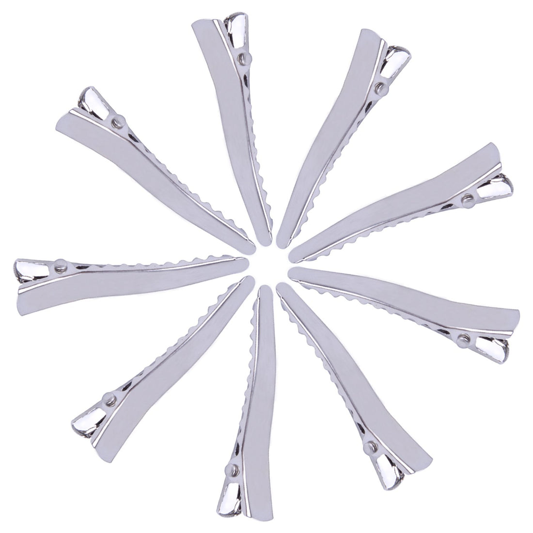 BronaGrand 100 Pieces Metal Alligator Hair Clips Pins with Teeth,Length 4.5cm,Blank Silver