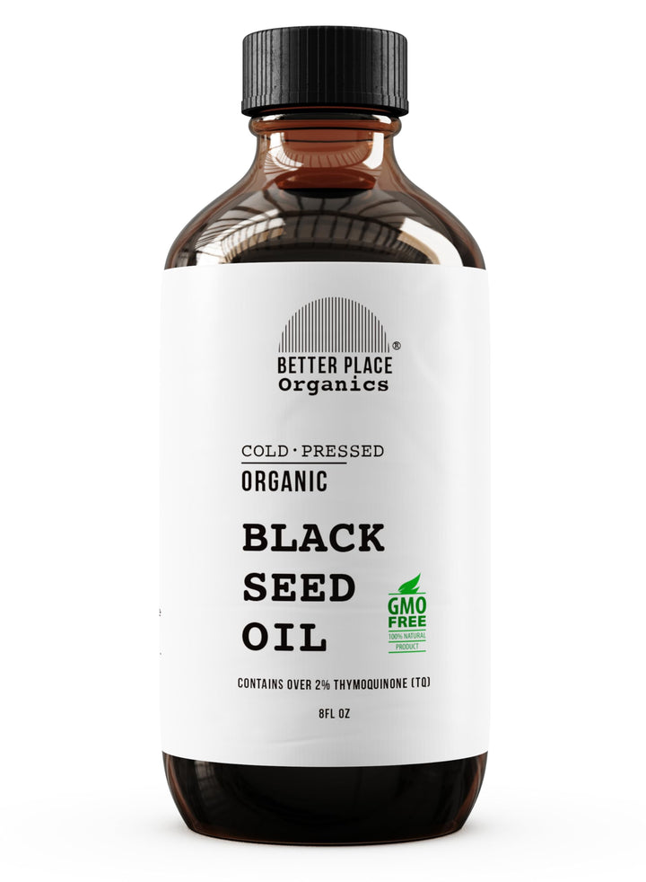 BETTER PLACE ORGANICS Organic Black Seed Oil | 100% Virgin Cold Pressed Liquid Pure | External Use on Joints, Hair, Skin, Nails | 8 oz