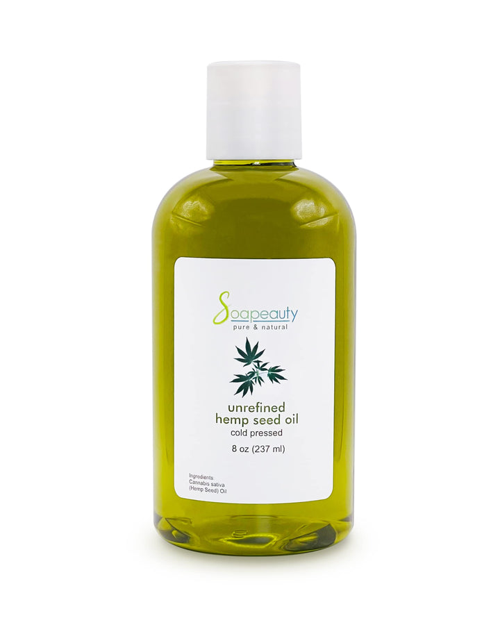 Soapeauty Hemp Seed Oil Unrefined Cold Pressed | Massage & Body Oil | for Skin, Face, Hair, and Soap Making | Carrier for Essential Oils | Rich in Omega Fatty Acids – 8 Fl Oz