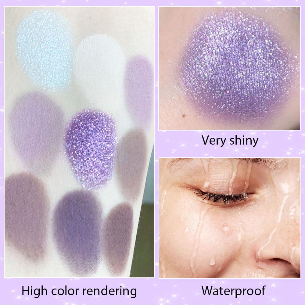 ORANOT 9Colors Purple Smokey Eye Shadow Palette Makeup,Highly Pigmented Eyeshadow Palette Dark Black Purple,Lavender Mauve Dark Purple Eyeshadow Long Lasting Waterproof Hypoallergenic Purple Makeup