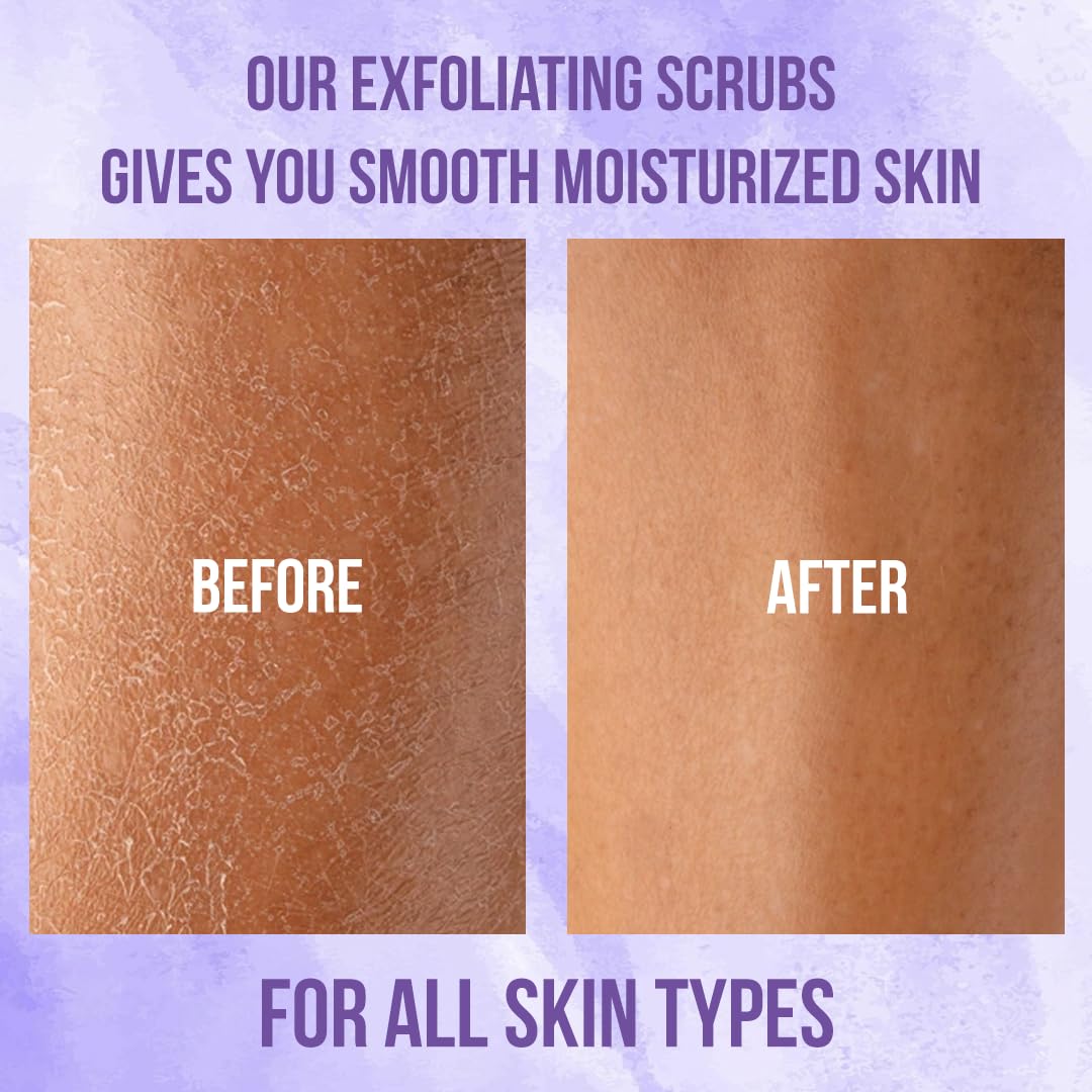 Lavender Oil Body Scrub, Organic Exfoliator for Soft Skin, Pure Exfoliate, Deep Cleanse, Natural Women Exfoliating Dead Sea Salt Face Scrub, Moisturizing Skin, Acne, Cellulite, Scars, LARGE 12oz Jar