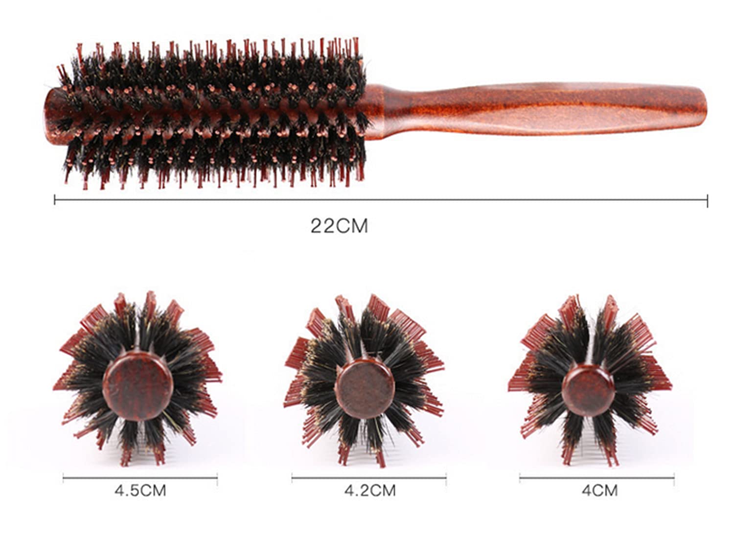 Healthcom 3 in 1 Premium Boar Bristle Brush Natural Boar Bristle Round Styling Hair Brush Anti Static Hair Drying Styling Curling Hair Brush