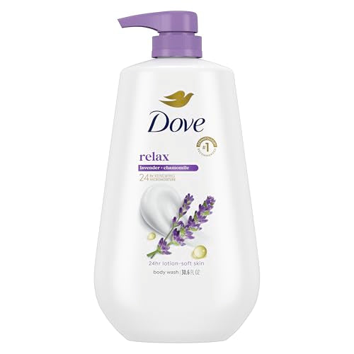 Dove Body Wash with Pump Relax Lavender Oil & Chamomile For 24hr Lotion-Soft Skin Moisturizing Skin Cleanser with No Sulfates No Parabens 30.6 Oz